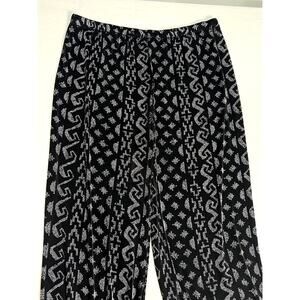 Chicos Womens Travelers Black Pattern Aztec Pants Size 2